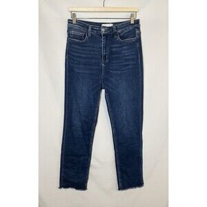 Vervet Blue Jeans Straight Leg Stretch Women’s Size 29 Raw Hem Dark Wash Denim‎